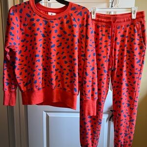 Sundry Red and Blue Animal Print Jogger Set Women’s size XS